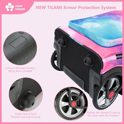NEW TILAMI 20" Rolling Backpack for Teens Adults, Climbing Stairs Waterproof Backpack with Wheels for School Business Trave Camping with Laptop Compartment, Fit 17 Inch Laptop, Pop Gradient - color: Pop Gradient