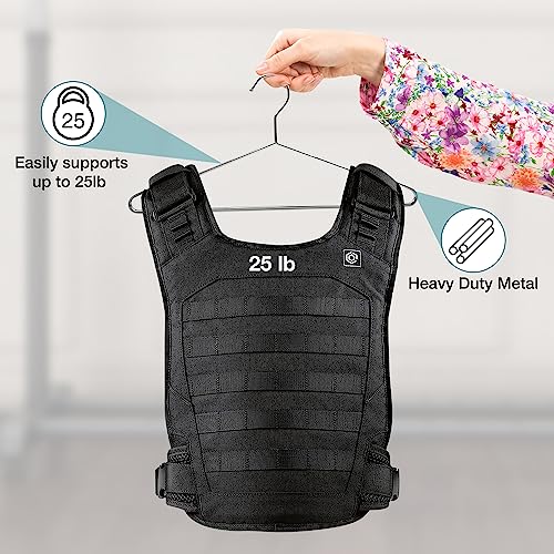 Heavy Duty Metal Hangers with Unique Hook Design Durable & Sturdy Coat Hangers 4mm Thick Withstands 25lbs Weight Smooth Powder Coated Finish Compact Shirt Hangers - 10 Pack Chrome - color: Chrome - 4mm Heavy Duty Hanger