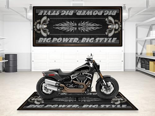 Parking Mat Big Power, Big Style Design for Chopper and Custom Motorcycles, Display, Pit Mat, Washable Non-Slip Garage, Showroom Rug (Gray Haze, Size 1 : 86.6 x 39.4/220 x 100 cm) - color: Gray Haze