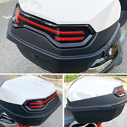 35L Motorcycle Top Case, Motorcycle Daily Tail Box Trunk Lockable Storage Carrier Plastic Case with Soft Backrest Universal Mounting for Helmet Luggage, Waterproof Motor Top Box - White