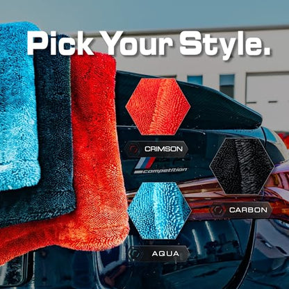 Blackline Car Drying Towel - 2ft x 3ft XL-Popular Pick Among Detailing Pros - 1300 GSM Microfiber Towel - Absorbs Over 8lbs of Water - Leaves No Streaks, Spots or Scratches - Dries an Entire Car - color: Crimson