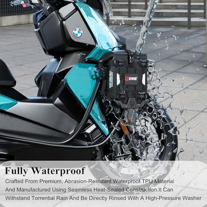 Kewig Full Waterproof Motorcycle Bag for Front Bumper Side Frame Crash Bar, 5.5L TPU Motorcycle Riding Tools Accessories Luggage Bag with Rigid Support & Quick Release Shoulder Strap, Black, 1PC