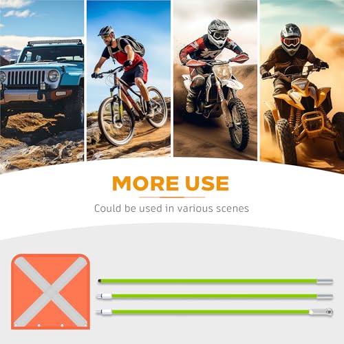 Green Off-Road Safety Whip Flag - Heavy Duty Orange Flag with Reflective Stripes & Gray Pole for ATV, UTV, Dune Buggy, Can be 3.3', 6.6' or 10' - color: Green