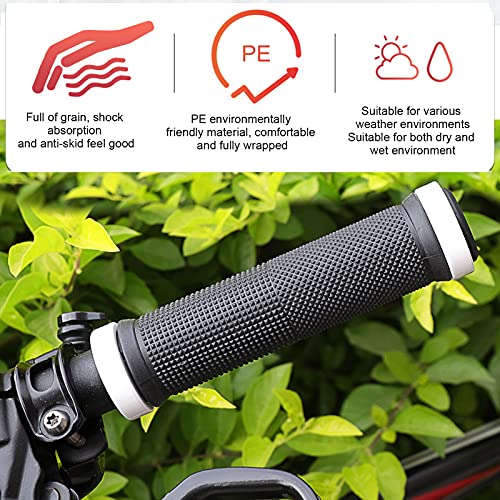 1 Pair Bike Handlebar Grips, Lightweight Rubber Handlebar Sleeve for Mountain Bike - color: White