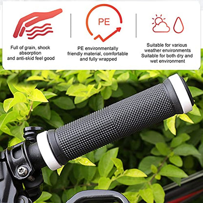 1 Pair Bike Handlebar Grips, Lightweight Rubber Handlebar Sleeve for Mountain Bike - color: White