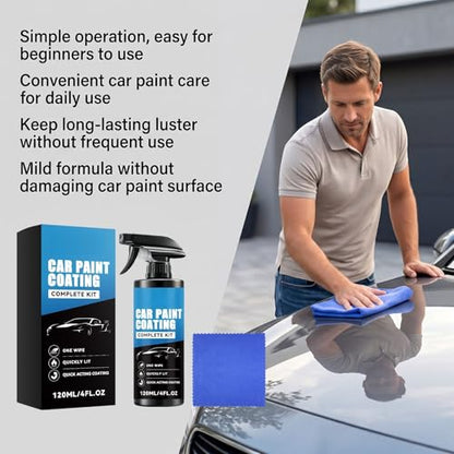 Ready-to-Use Car Ceramic Coating Spray Kit, Hydrophobic Auto Paint Protector, Deliver Ultra High Gloss, Super Water Repellency & Smooth Surface, Long Lasting Vehicle Paint Care Coating