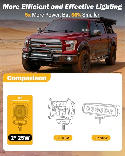 LED Pod Lights, 2 inch 50W LED Pods Ditch Lights Reverse Lights LED Cubes for Trucks, Jeeps, Motorcycles, SUVs, ATVs, UTVs - Wide Driving Beams, 2PCS - size: 2 Inch White Driving Lights