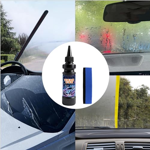 Windshield Oil Film Remover - Glass Grease Cream, 1.38 Inches Decontamination Paste with Sponge Applicator, Restoration Solution, Vehicle Care, Polishing Aid for Transparent Driving Safety Enhancement
