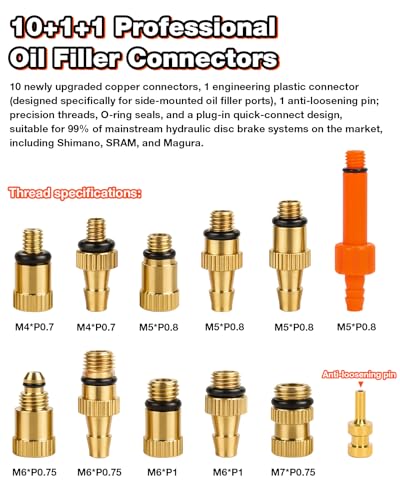 Brake Bleed Kit for Shimano, TEKTRO, TRP Hydraulic Disc Brakes, Bike Brake Bleed Kit with 150ml Mineral Oil, 10 Brass Connectors, Visual Oil Cup & Storage Base - size: For Shimano with 150ml Mineral Oil