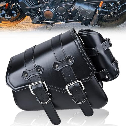 Motorcycle Black Left Side Solo Swing Arm Bag Saddlebag Compatible with Harley Sportster XL 883 1200 48 72 - size: Left Side with Side Storage