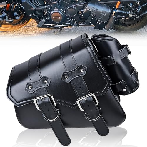Motorcycle Black Left Side Solo Swing Arm Bag Saddlebag Compatible with Harley Sportster XL 883 1200 48 72 - size: Left Side with Side Storage