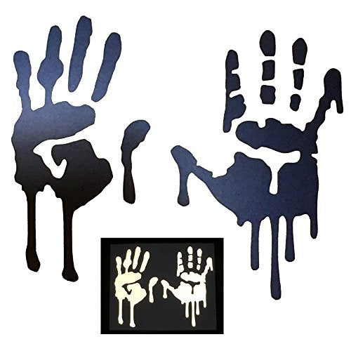 customTAYLOR33 High Intensity Grade Reflective Bloody/Dripping Hands Decals for Helmets, Windscreens, Rear Windows, Bumper Stickers (3 inches Height, Black) - color: Black, size: 3" Height (Infant size)