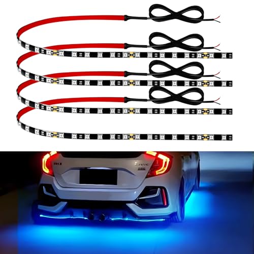12V Led Light Strip 18" Connectable Ice Blue LEDs Strip Lights Waterproof for Car Motorcycle Golf Cart Trucks Boat Marine Automotive Led Light Strip, 4Pack - color: ICE Blue Led Strip Connectable, size: 18Inch/45CM