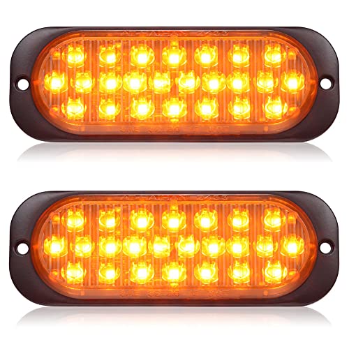 Pack of 2 Aluminum Housing 24 Amber LED Trailer Stop Brake Turn Tail Lights, DOT Compliant Waterproof Surface Mount Lighting for Truck Tractor Jeep RV - color: Amber, size: 5.5 INCH