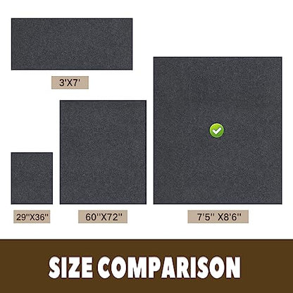 Garage Floor Mat for Under Car, 7'5" x 8'6", Non Slip TPR Backing, Protect Floor from Spills, Drips, Splashes, Absorbent/Durable Pads for Parking, Charcoal - size: 7'5" x 8'6"