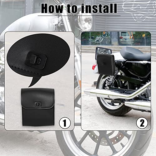 X AUTOHAUX Motorcycle Tool Bag Handlebar Bags Cycling Luggage Bag Waterproof Quick Release Buckle Faux Leather Square Black 6.30''x3.54''x7.28''