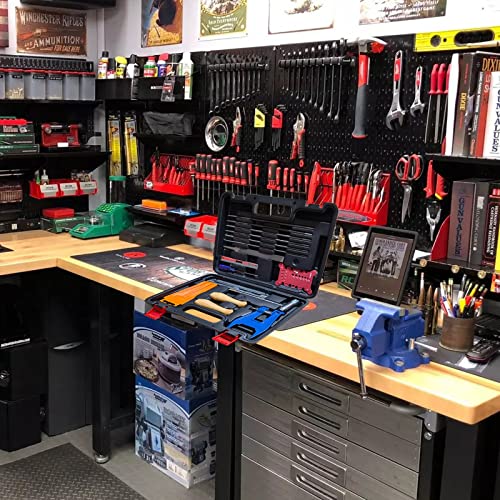 YEFA Chainsaw Chain Sharpening Kit with Hard Case - Contains T - Wrench, Blade Filing Guide, Handles, Depth Gauge, Stump Vise, Felling Wedge, Screwdriver, and More Accessories