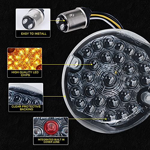 REALOVE 3-1/4 Inch Front Led Turn Signal 1157 Double Base Amber Lamp Compatible with aley Motorcycle Road Glide Road King Softail Ultra Classic Ultra Limited Electra Glide