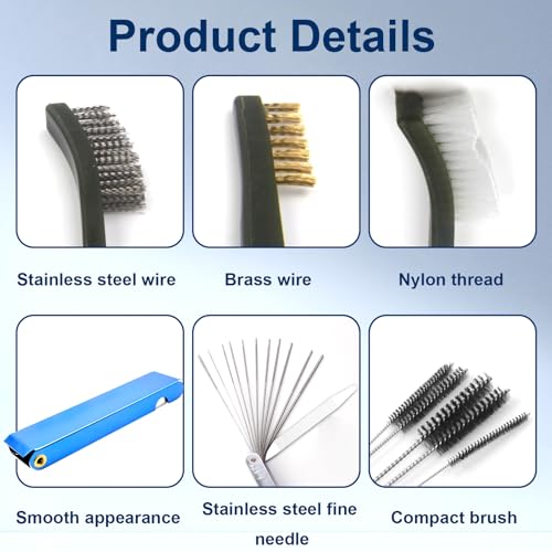 Carburetor Cleaning Kit, Torch Tip Cleaner Brush Set, Throttle Body Dirt Remove Cleaner for Chainsaw Gas Orifices Welding Motorcycle ATV Carburetor Jet Stove Nozzles Shower Heads - style: 26 Cleaning Wires & 5 Needles & 3 Brush