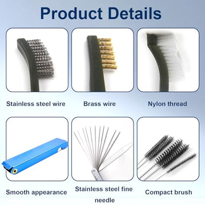 Carburetor Cleaning Kit, Torch Tip Cleaner Brush Set, Throttle Body Dirt Remove Cleaner for Chainsaw Gas Orifices Welding Motorcycle ATV Carburetor Jet Stove Nozzles Shower Heads - style: 26 Cleaning Wires & 5 Needles & 3 Brush