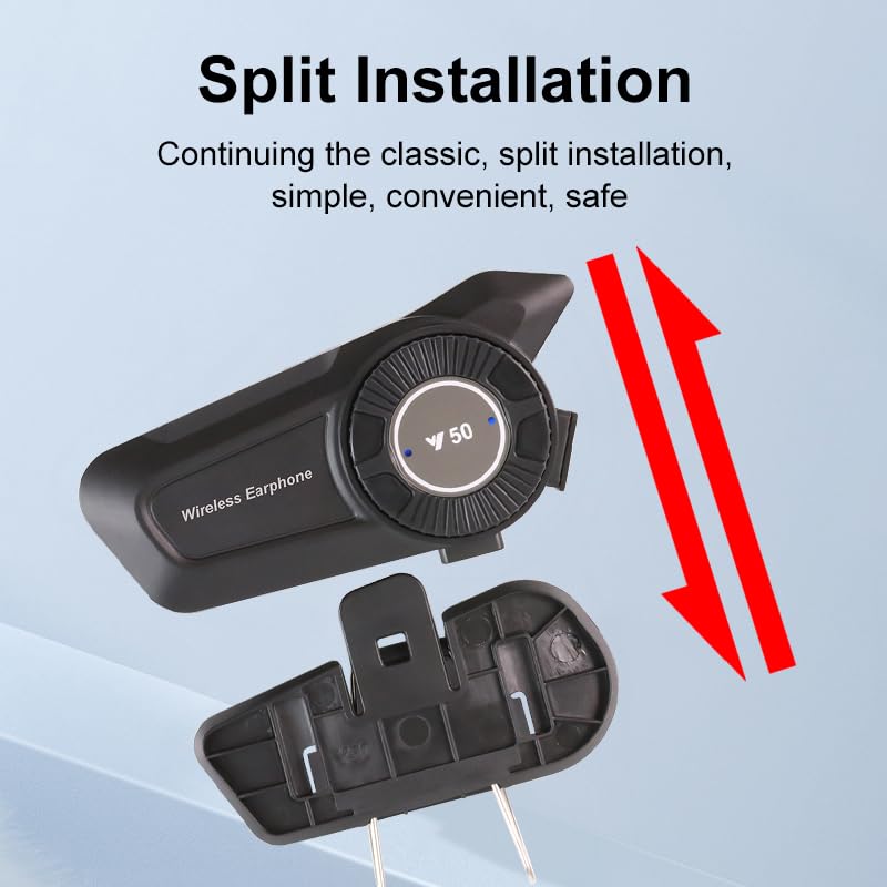 Motorcycle Helmet Bluetooth Headset - Skiing Earphone Waterproof Helmet Headset with Noise Cancellation Ultra-Thin Wireless Headphones Works with All Helmets