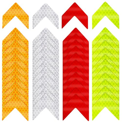 Ymapinc 48PCS Reflective Stickers - High-Visibility Arrow Safety Stickers for Helmet, Mailbox, Bike, Car - Waterproof PVC Warning Decals in 4 Colors