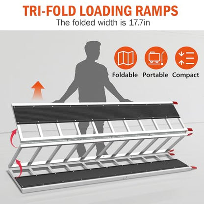 85" x 54" Aluminum Foldable Ramp, Snowmobile Loading Ramp with Wide Glides, Loading Ramps, 1500 LBS Capacity Loading Ramps with Straps for ATV/Motorcycle/Trailer - size: 1500 lbs - 85" L