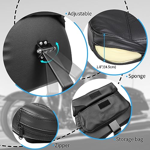 AUFER Motorcycle Adjustable Plug-in Driver Backrest Rider Backrest Compatible With For Harley Touring Models Road King FLHR Street Glide FLHX Road Glide FLTR Electra Glide FLHT 1997-2026 Back Rest - size: Grid Style (Black)