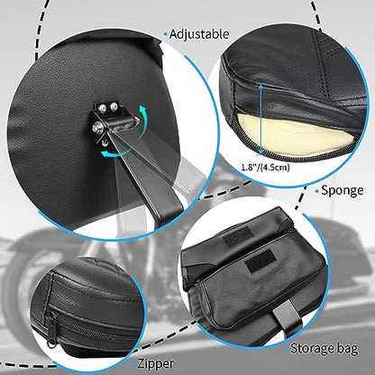 AUFER Motorcycle Adjustable Plug-in Driver Backrest Rider Backrest Compatible With For Harley Touring Models Road King FLHR Street Glide FLHX Road Glide FLTR Electra Glide FLHT 1997-2026 Back Rest - size: Grid Style (Black)