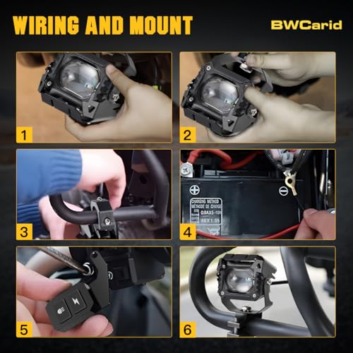 Motorcycle Auxiliary LED Lights - 8 Modes White/Amber Fog Lights Strobe Overtaking Driving Light for Night Riding,with Mount Brackets Wire Harness Kit,for R1200gs ADV,Adventure,Touring,Sport,ATV,UTV