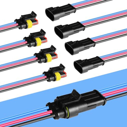 MUYI 3Pin Way 16AWG Waterproof Wire 1.5mm Series Terminal Connector-5 Kit - style: 3wire connector(5 sets)