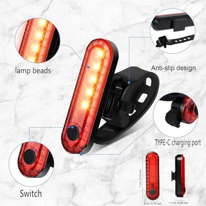 Bike Tail Light, Bicycle Rear Lights USB-C Rechargeable LED Cycling Safety Flashlight with 4 Light Mode for Road Mountain Night Riding & Adults Men Women - color: 4 PACK