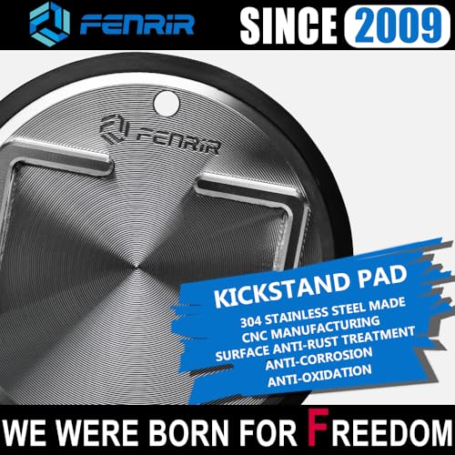 FENRIR 304 Stainless Steel Kickstand Pad Plate Support Coaster Accessory for Harley Davidson Indian Honda Yamaha Kawasaki Suzuki Triumph BMW KTM Ducati Fit Motorcycle Bike Scooter Outdoor Indoor
