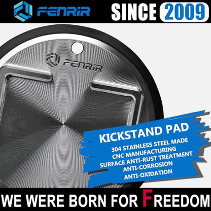 FENRIR 304 Stainless Steel Kickstand Pad Plate Support Coaster Accessory for Harley Davidson Indian Honda Yamaha Kawasaki Suzuki Triumph BMW KTM Ducati Fit Motorcycle Bike Scooter Outdoor Indoor