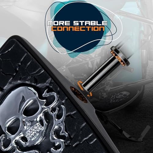Rear Passenger Footpeg Passenger Peg Floorboard Footboard for Harley Dyna Electra Glide Road Electra RoadKing Fat boy Sportster 883 1200 Sportsters Dynas Softails V-Rod(MetalSkull-Black) - size: MetalSkull-Black