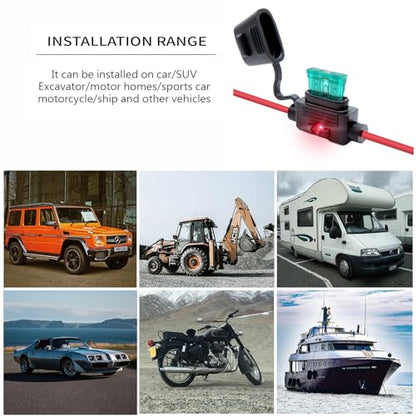 2 Pack wasserdichte Teile, entsprechen dem IP67-Standard, ATO/ATC Standard Flachsicherungshalter mit LED, 12 AWG für Auto und Marine - style: LED ATO/ATC
