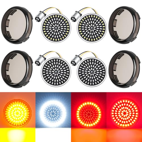 PBYMT 2 inch Turn Signals, 81 LEDs Front Rear Turn Signals with 4 Smoked Lens Cover Fit for Harley Touring Road King Street Glide Road King Road Glide Dyna Sportster Iron Softail 1986-2024