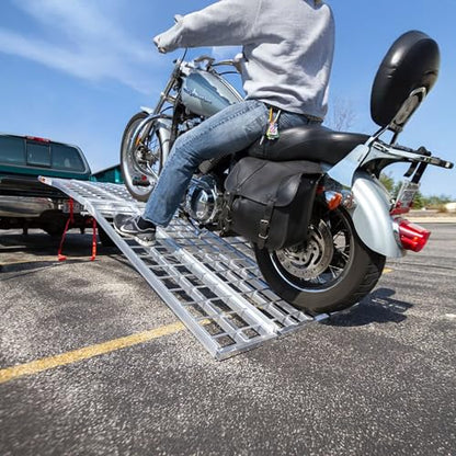 Black Widow Aluminum Folding Motorcycle Ramp for Pickup Trucks, Arched Design, 10’, Silver – Heavy-Duty Portable Automotive Loading Ramps for Truck and Trailer - size: 10 feet