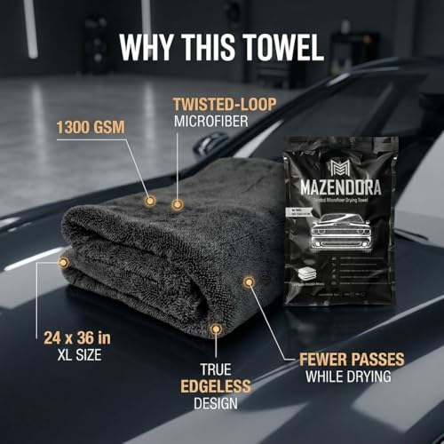 Twisted Microfiber Towel, Premium Microfiber Towels for Cars, Car Drying Towel, Ultra Absorbent Quick Dry Towel, Drying Cloths Auto Detailing for Streak Free Auto Finish