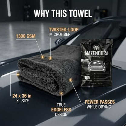 Twisted Microfiber Towel, Premium Microfiber Towels for Cars, Car Drying Towel, Ultra Absorbent Quick Dry Towel, Drying Cloths Auto Detailing for Streak Free Auto Finish