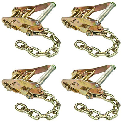 VULCAN Ratchet Buckle - 2 Inch Wide Handle with Chain Tail - 4 Pack - 3,300 Pound Safe Working Load - size: Chain Tail Classic (4- Pack)