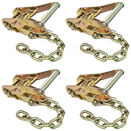 VULCAN Ratchet Buckle - 2 Inch Wide Handle with Chain Tail - 4 Pack - 3,300 Pound Safe Working Load - size: Chain Tail Classic (4- Pack)