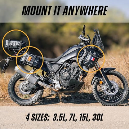Odinsberg Waterproof Motorcycle Tail Bag 7L Motorcycle Dry Bag Crash Bar Bags used as Luggage on Sissy Bar Back Seat Saddle Bag Rack Fender Bag Pouch Dirt Bike Pack for Moto Enduro ATV - size: 7L