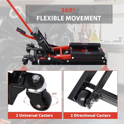 Hydraulic Motorcycle Lift Jack, 1500 LBS Capacity ATV Scissor Lift Jack with Wheels and Handle, Portable Motorcycle Lift Table Hydraulic Foot-Operated Hoist Stand for Motorcycle ATV UTV Powersports