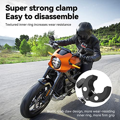 Dual-Ball Clamp Mount + Adapter for GoPro Insta360 + Phone Clip, Bike Motorcycle Handlebar Extension Stick Pole Holder Attach Accessories for Go Pro Max Hero 13 12 11 10Insta 360 X5 Go3 DJI Action 4
