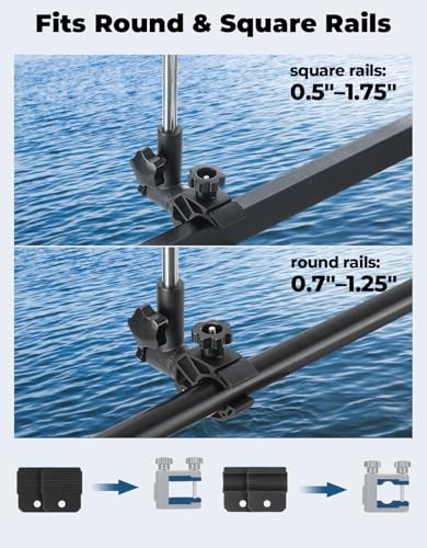 KEMIMOTO Stainless Steel Boat Flag Holder, 360° Rotating Flag Pole Kit, Flag Pole Holder for 0.5''-1.75'' Round/Square Rails, for 12''x18''/8‘’x12''/4''x6'' Boat/Golf Cart Flag (2.5ft, NO Flag)