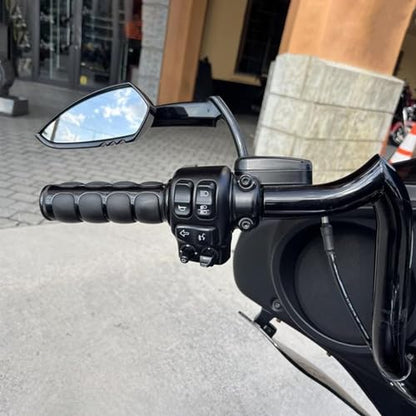 Motorcycle Hand Grips 1 Inch 25MM Handlebar Grip Throttle Non-Slip Universal Compatible with Harley Davidson Dyna Sportster 883 Road King Electra Glide Street Glide - color: Black-A