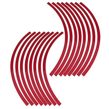 Ymiko Reflective Wheel Rim Stripe Decal Sticker Universal Wheel Reflective Pinstripe Decal Tape Sticker Car Motorcycle Decoration Film for 16-19 inch Rim Size (Red)