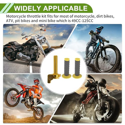 22mm Throttle Grip with 120Cm White Throttle Cable 1 Pair of Convex Yellow Handle Sleeves Plastic Aluminum Alloy Motorcycle Throttle Grip Gold Tone - color: Gold Tone