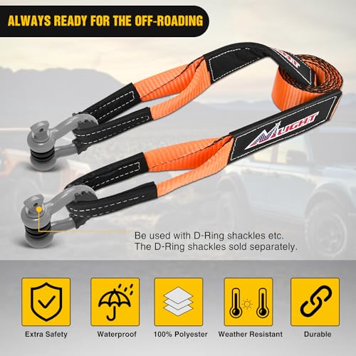 Nilight 3" x 8' Tree Saver Tow Strap Lab Tested 31,500lbs Break Strength Heavy Duty Off road Straps with Triple Reinforced Loop Emergency Towing Rope of Mind for SUV, UTV, ATV, Truck, 2 Years Warranty - color: 3in x 8ft Tow Strap